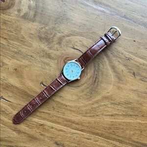 Brown Crocodile Leather Strap Watch